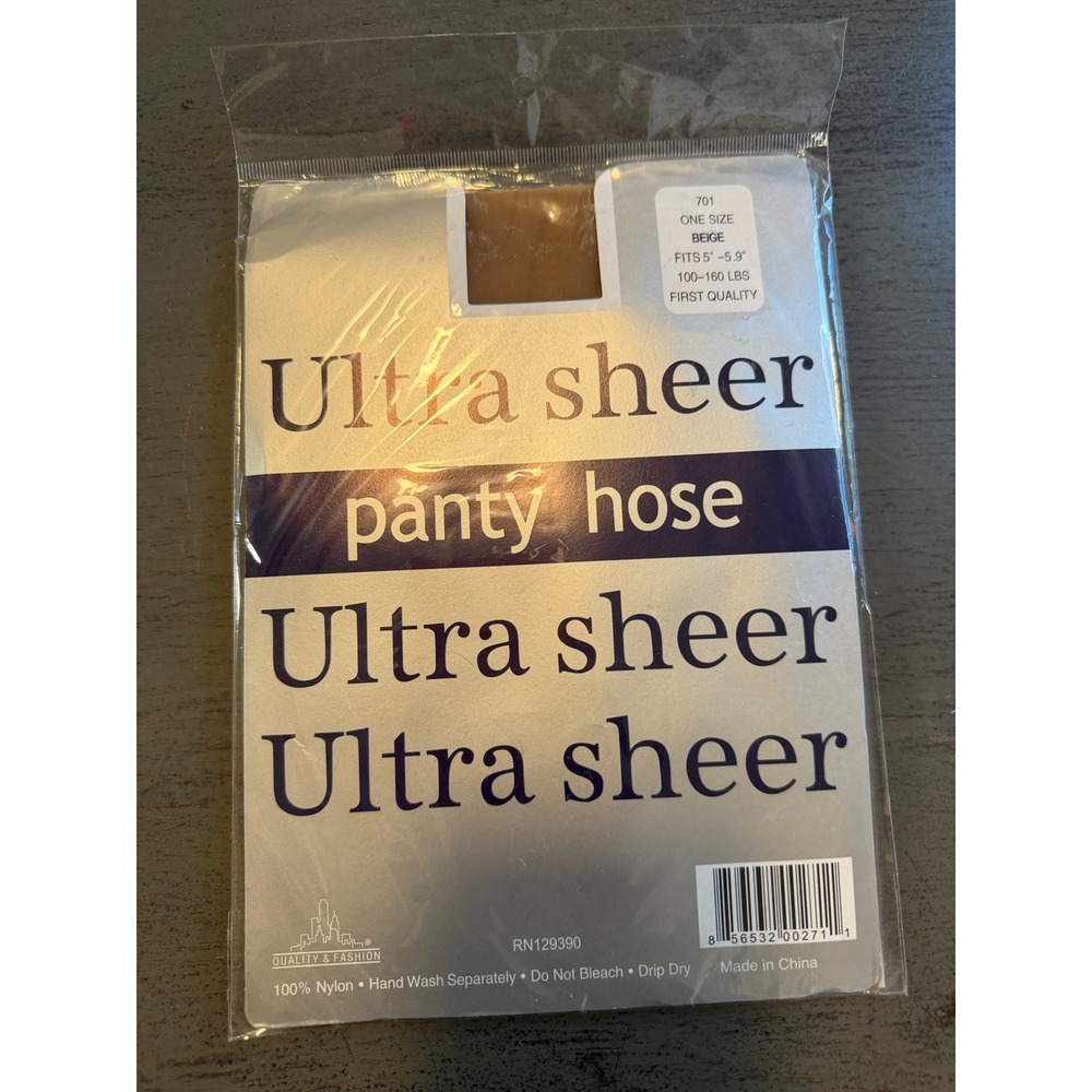 Quality & Fashion Ultra Sheer Pantyhose Beige One Size 701 100% Nylon Stockings